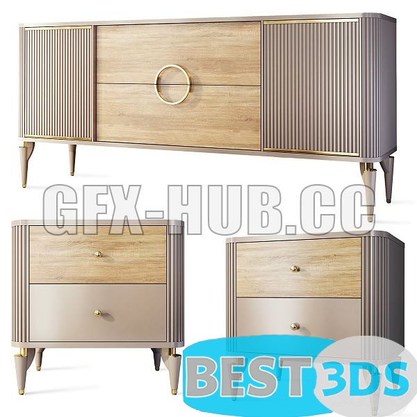 Ensemble Art Déco Sanvito – commode & chevet