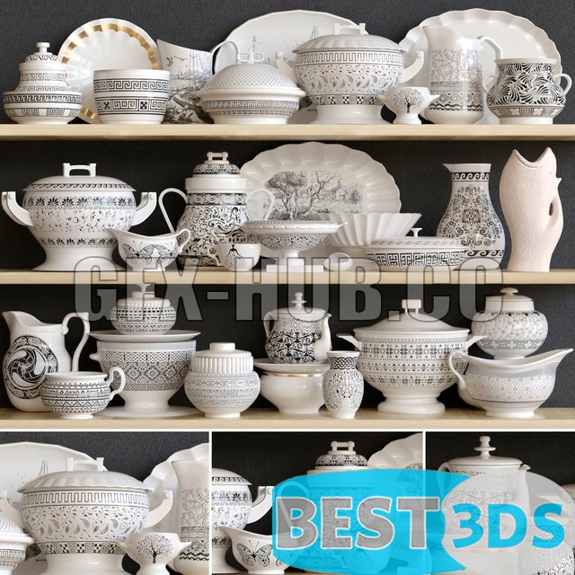 Service de table classique sur étagères