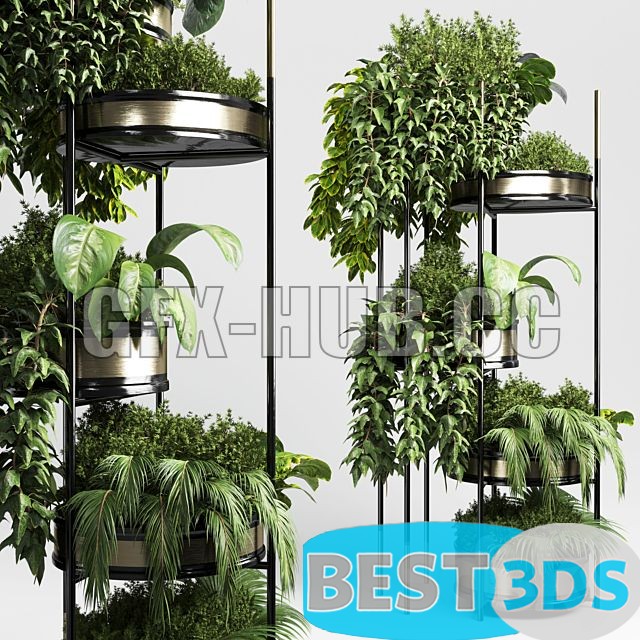 Modèle 3D de Collection Indoor Plant Plant Stairs Stand Metal Vase 10