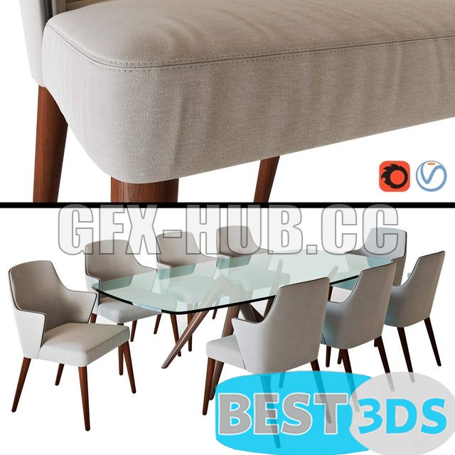 Modèle 3D Compar Chair Jolly and Table Esse