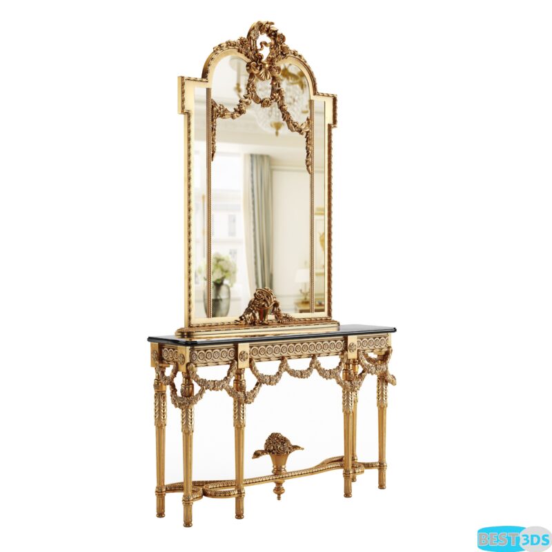 Console et miroir ART dorés