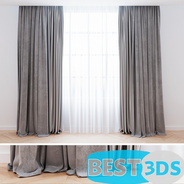 Rideaux en velours gris avec tulle