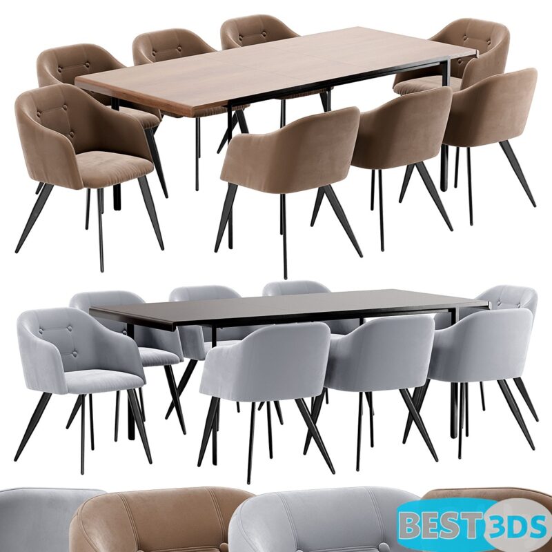Modèle 3D DC-9505 dining chair and Nadyria table
