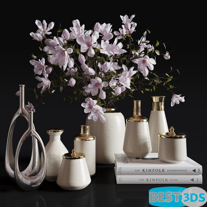 Ensemble magnolias & vases-30