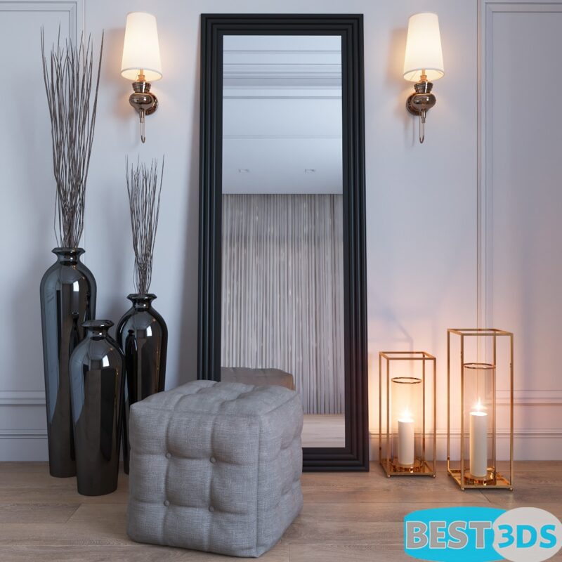 Décor avec pouf & miroir