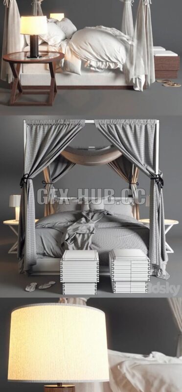 Desert Modern Canopy Bed Ralph Lauren - Modèle 3D Optimisé