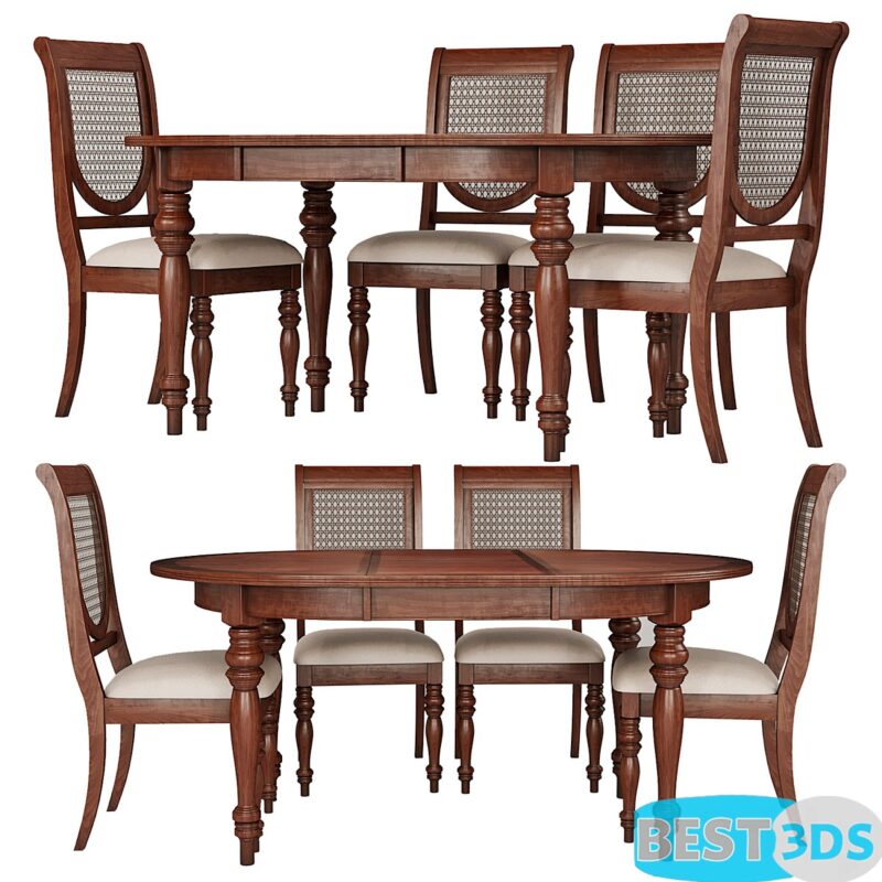 Modèle 3D Dining Group LIFESTYLE-Table and Chairs VICTORIA TOBACCO (02)