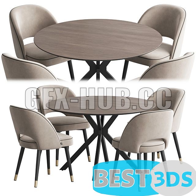 Modèle 3D Dining Set Ralf Table Cliff Chair