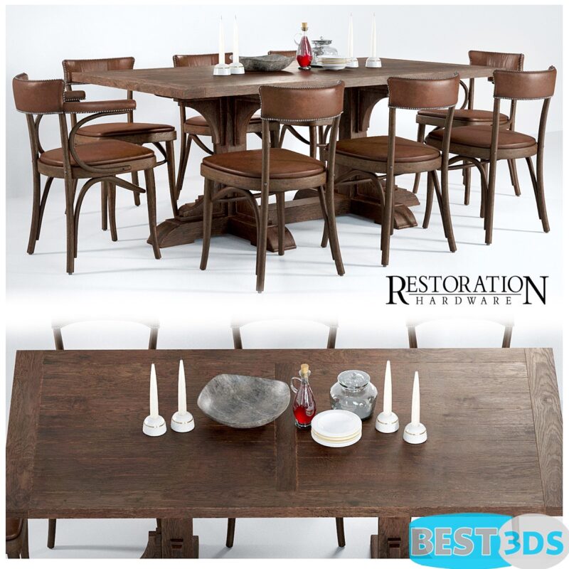 Modèle 3D Dining group RESTORATION HARDWARE