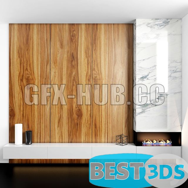Mur TV avec Cheminée & Bois