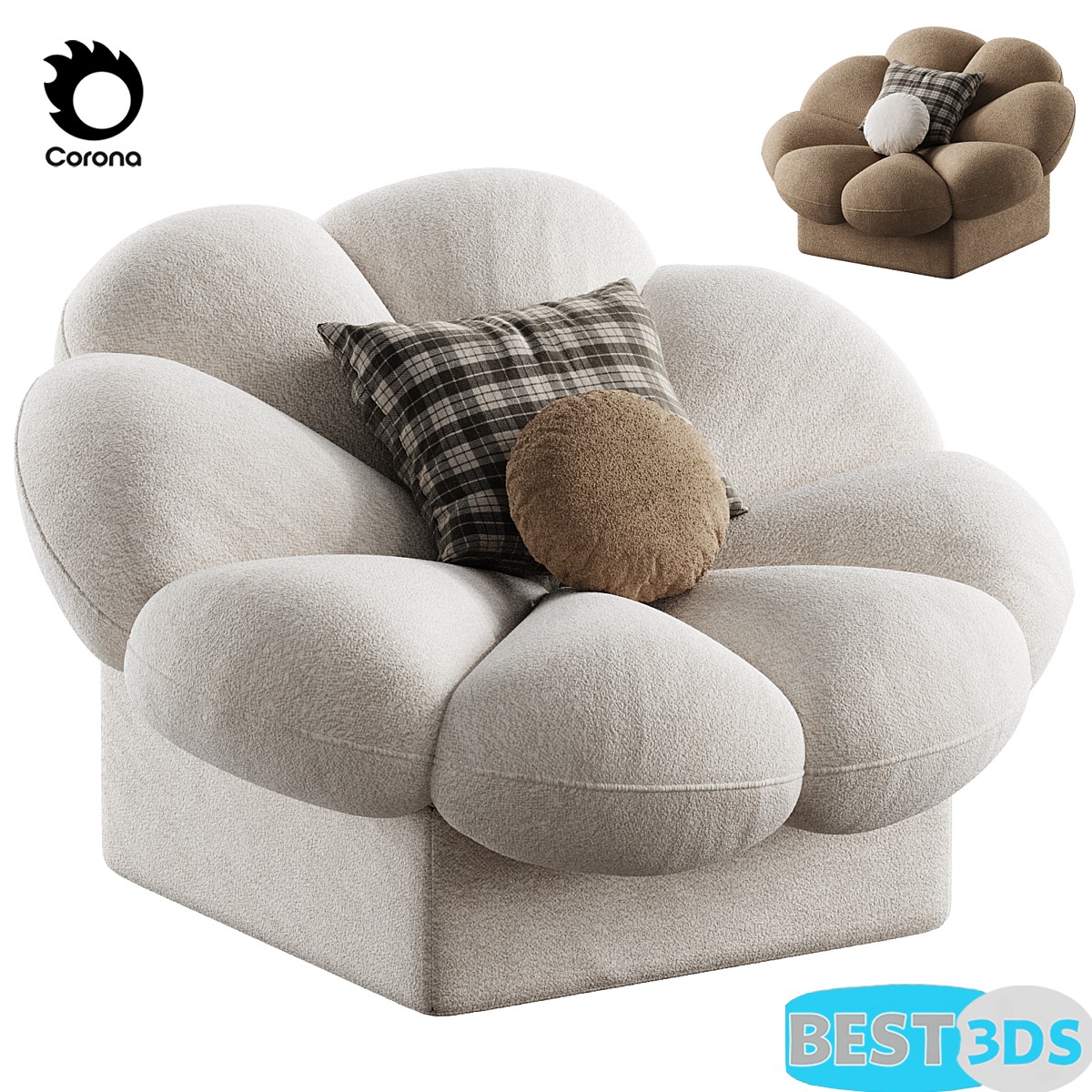 Modèle 3D - Flower shape armchair by WISEMAX FURNITURE