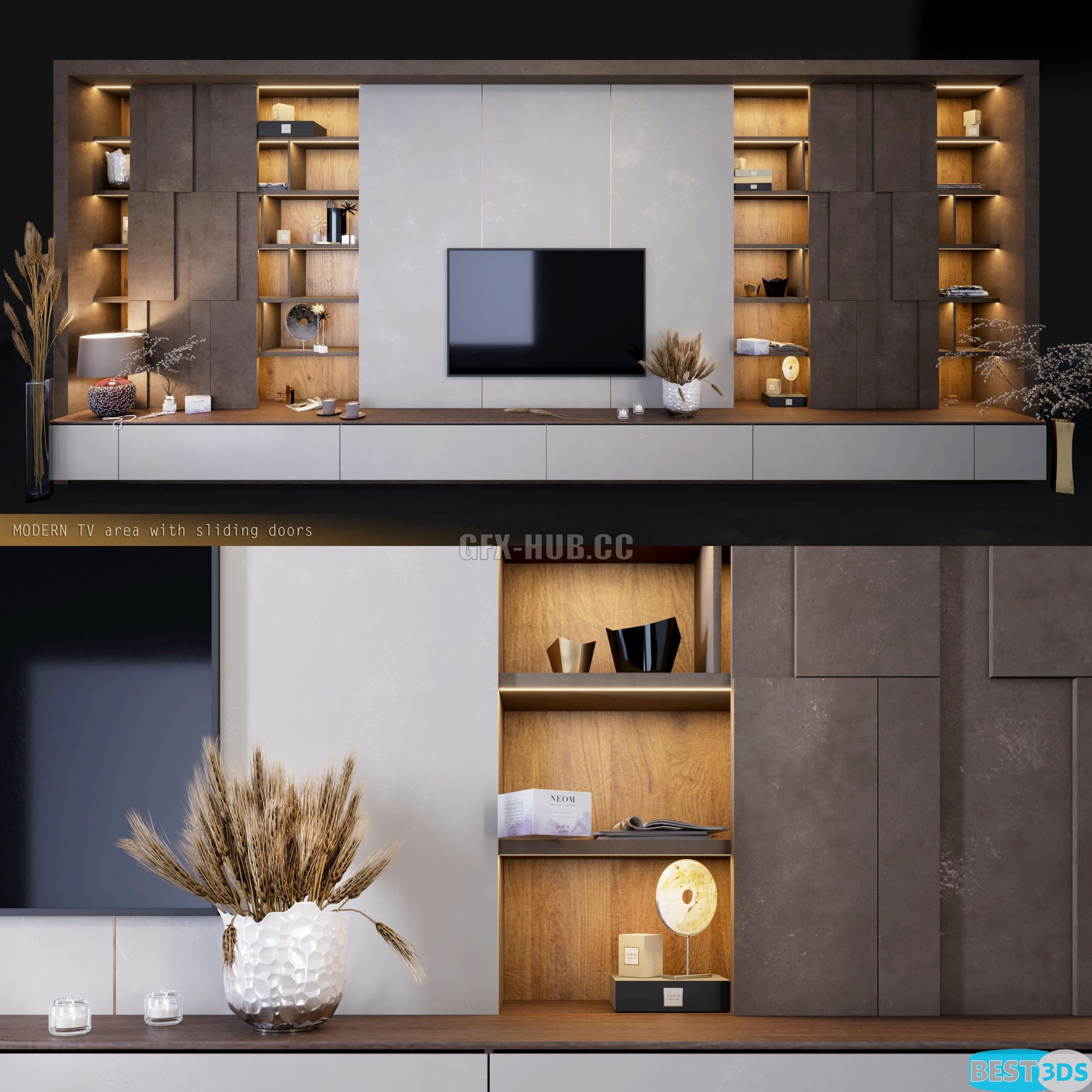 Pack model 3D- Mur De Télévision – Image 4