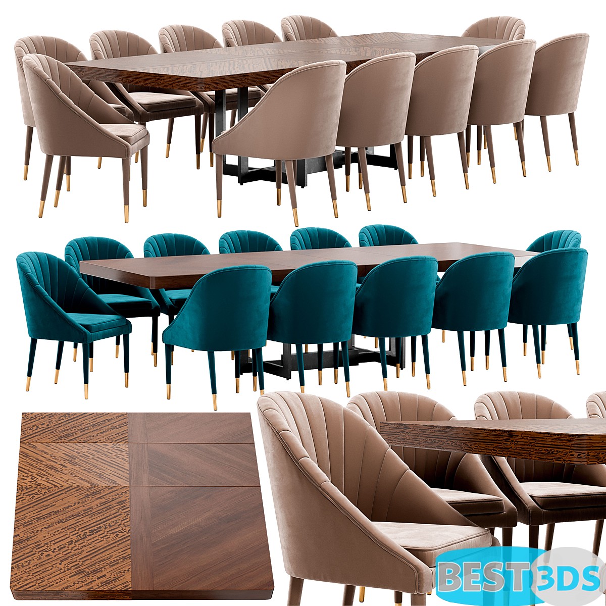 Modèle 3D Garda Decor dining chair and Santa Barbara table