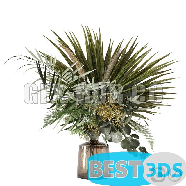 Modèle 3D de Green bouquet (palms, olive, grass, eucalyptus)