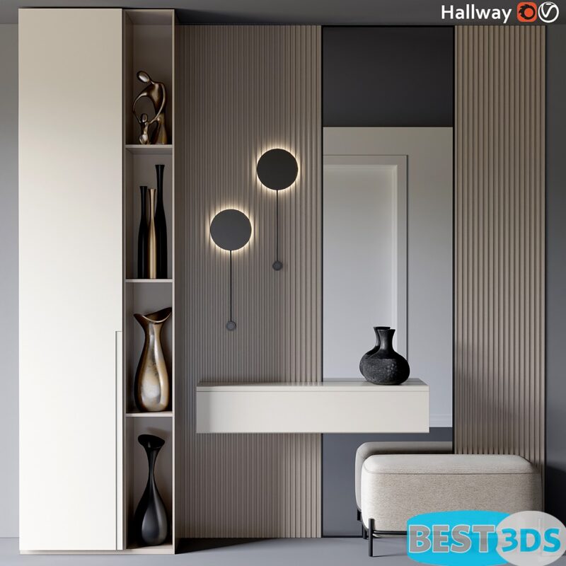 Couloir avec Vase Noir