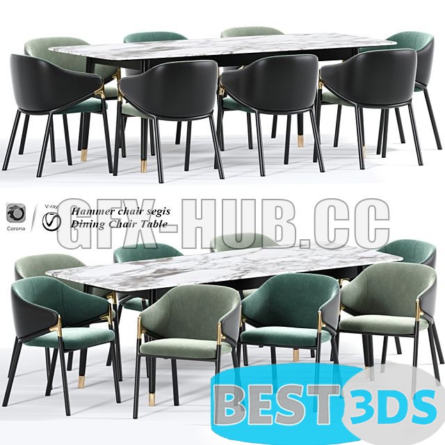Modèle 3D Hammer Chair Segis Dining Chair Table