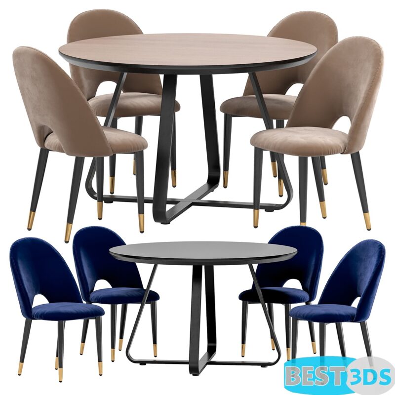 Modèle 3D Iris dining chair and Toronto table