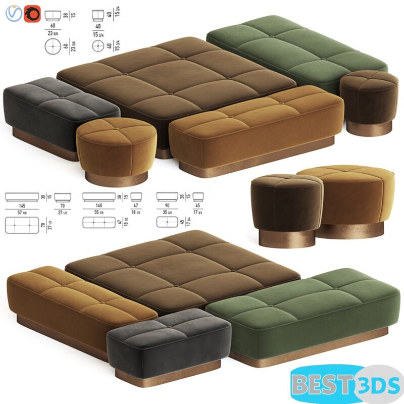 Jacques Pouf Set Minotti - Modèle Optimisé