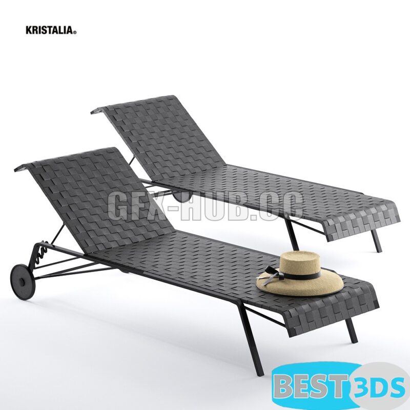 Kristalia Rest lounger with straw hat - Modèle Optimisé