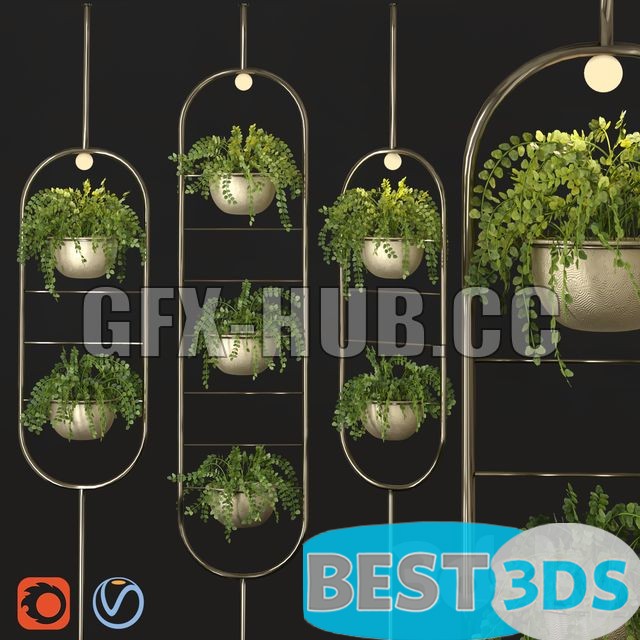 Modèle 3D de Metal Hanging Lamp Indoor Plant Partition