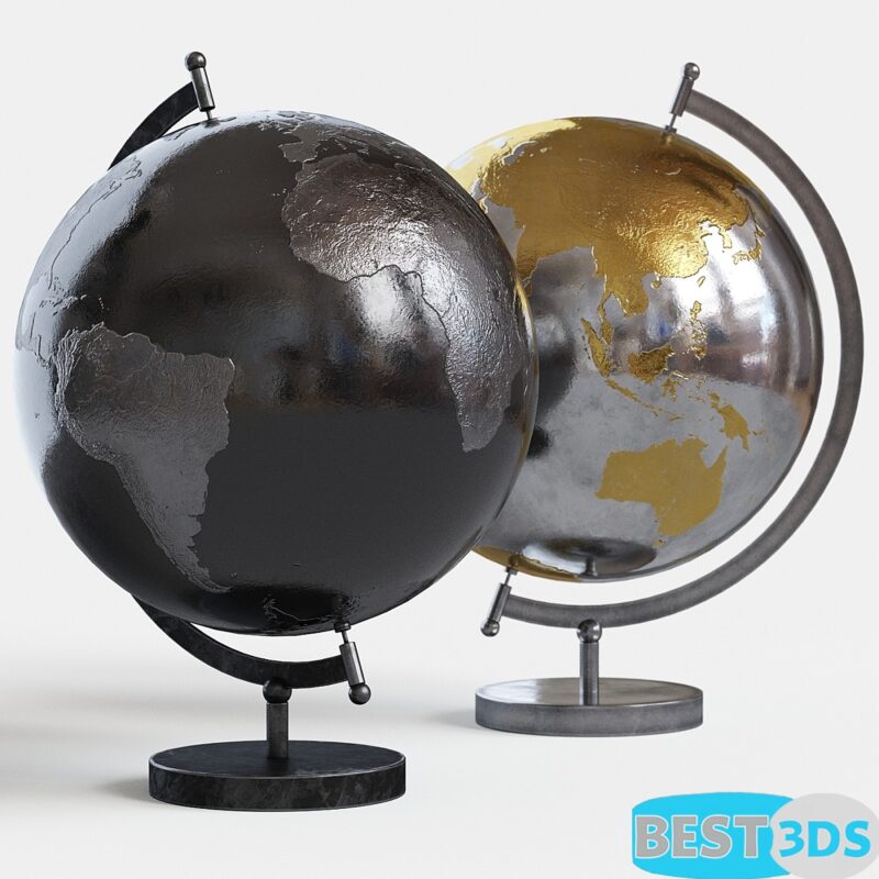 Globe terrestre métallique