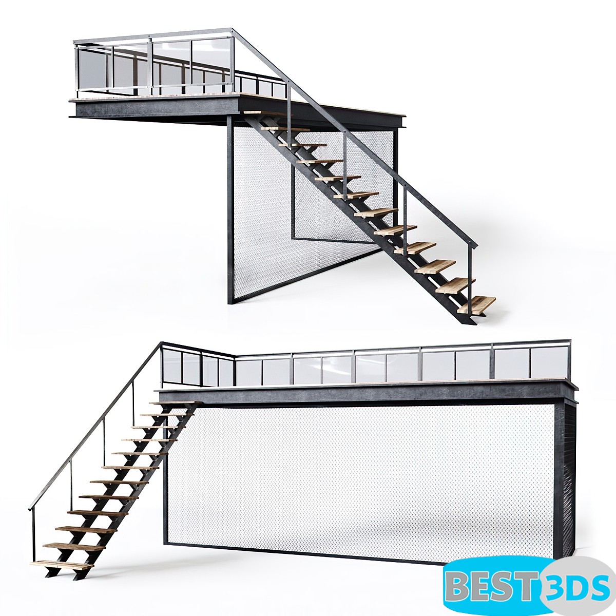 Escalier métallique avec rambarde