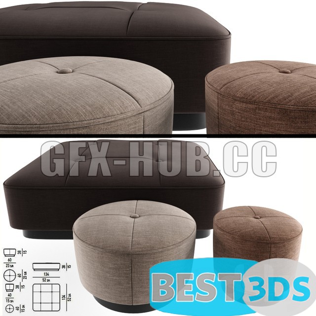 Minnoti Jacques Poufs Fabric - Modèle Optimisé