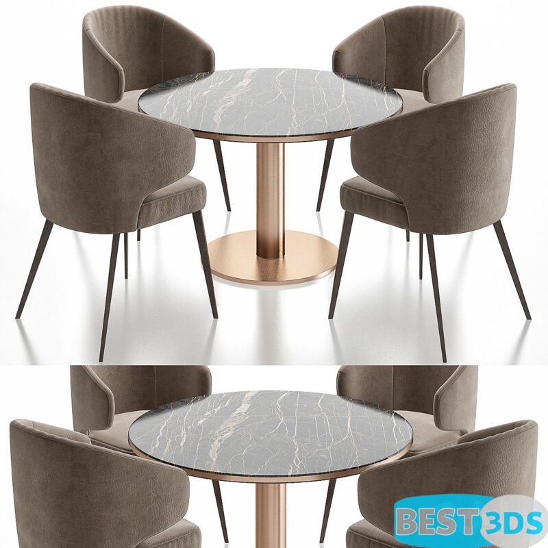 Modèle 3D Minotti Aston Dining Chair and Table
