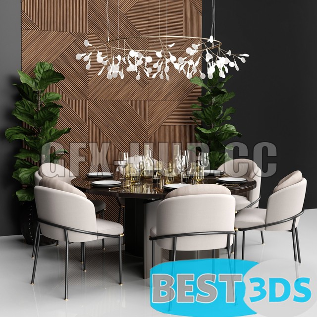 Modèle optimisé - Minotti furniture set 2 (Table and chairs)