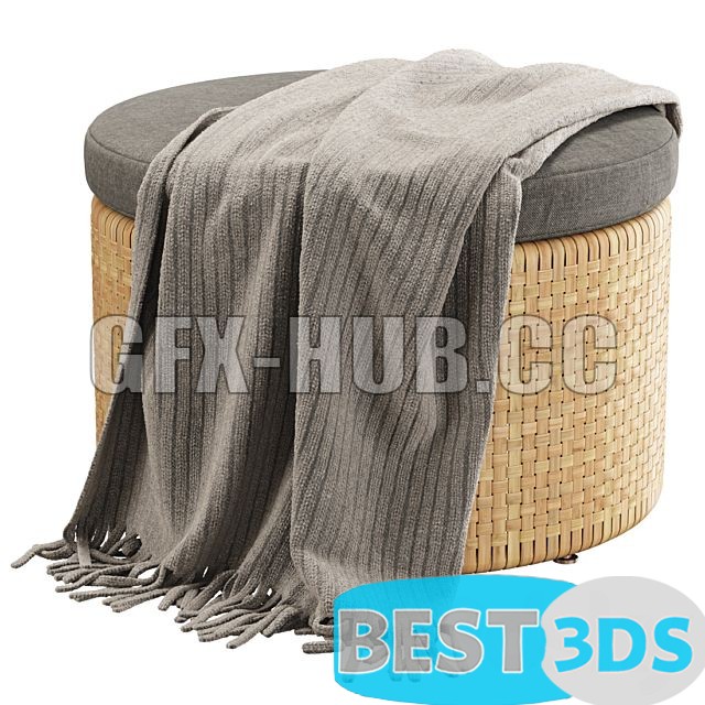 Monica Rattan Round Pouf – Modèle 3D
