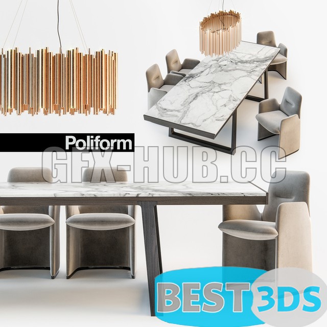 Modèle optimisé - Poliform Guest chair Opera table