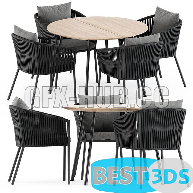 Modèle optimisé - Porto Dining Chair by Burkedecor and Agave Table by Ethimo