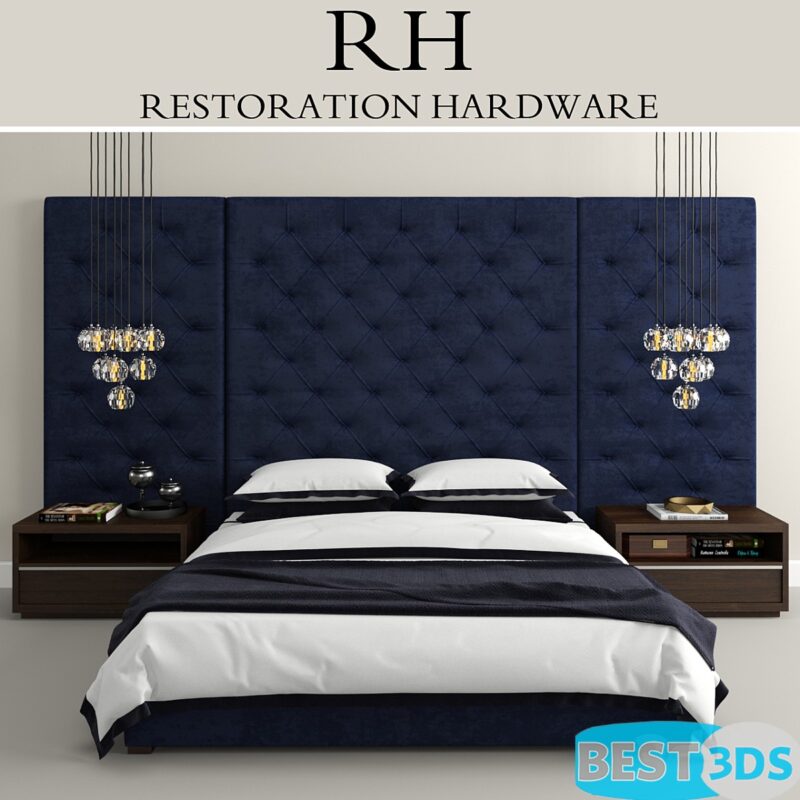 RH Modern custom tufted platform bed