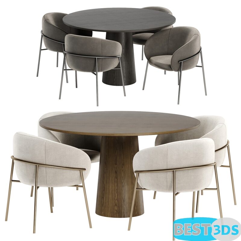 Modèle optimisé - Rimo dinning chair with Pedestal table