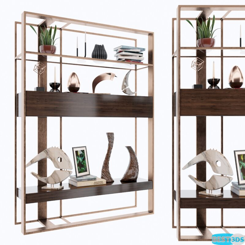 Étagères décoratives en bois et métal