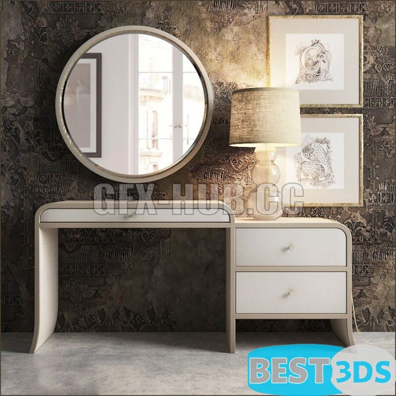 Buffet avec lampe et miroir