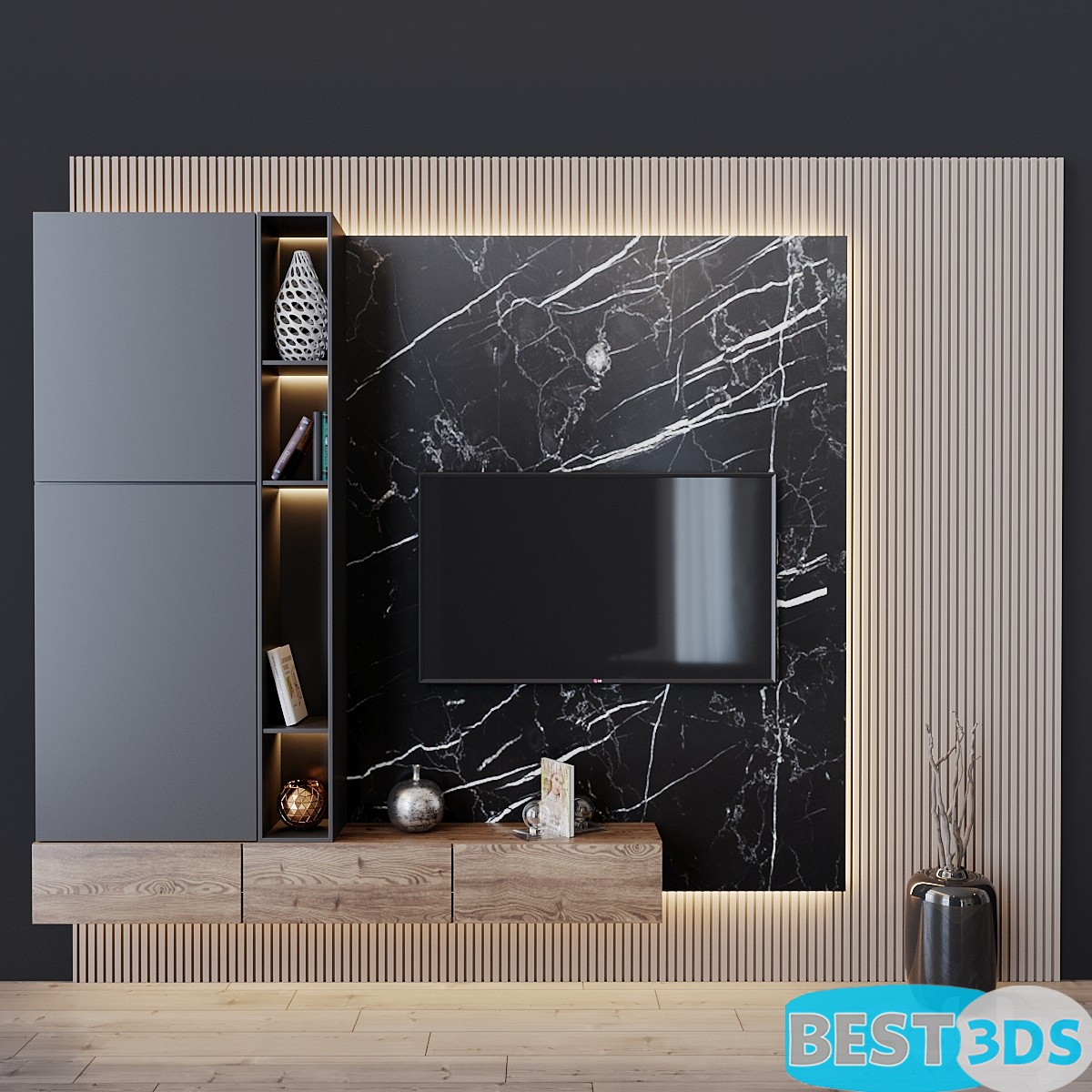 Pack model 3D- Mur De Télévision – Image 11