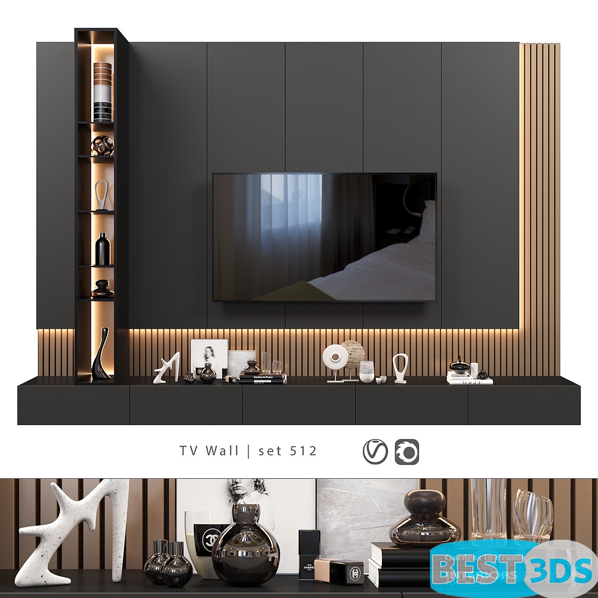 Pack model 3D- Mur De Télévision – Image 78