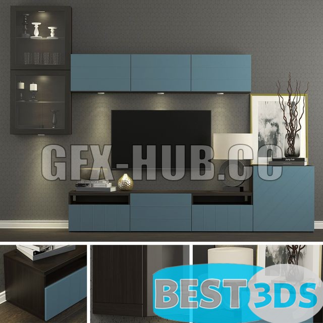 Mur TV IKEA Besta Bleu Nuit