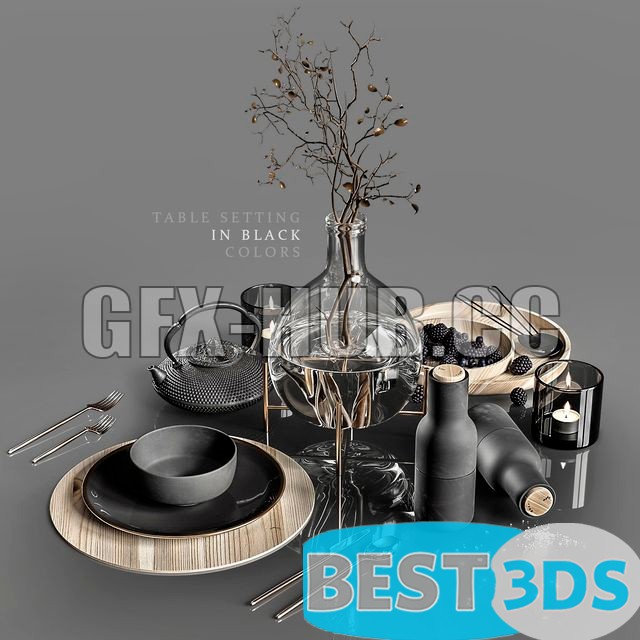 Mise en scène table cuisine noire