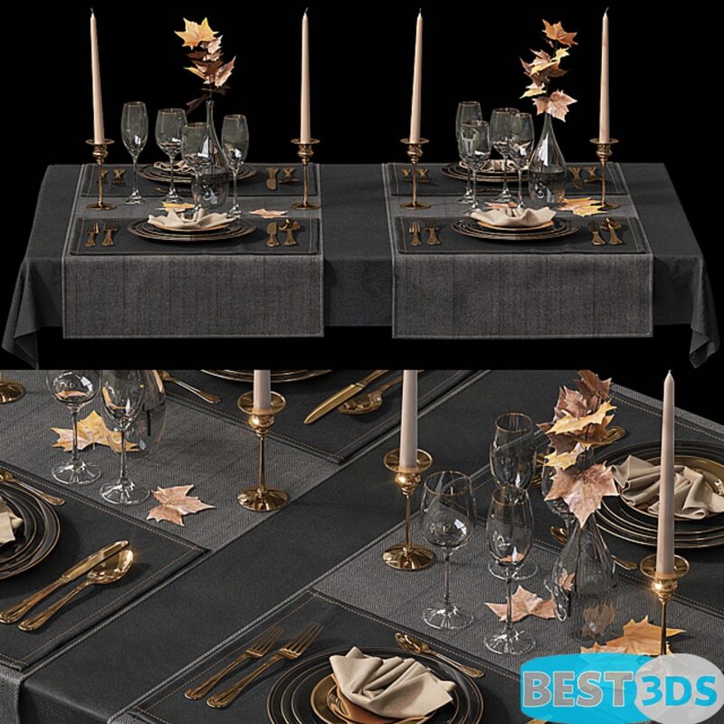 Mise en scène table avec feuilles d’érable