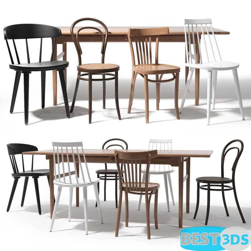 Modèle optimisé - Thonet and IKEA Chairs Set