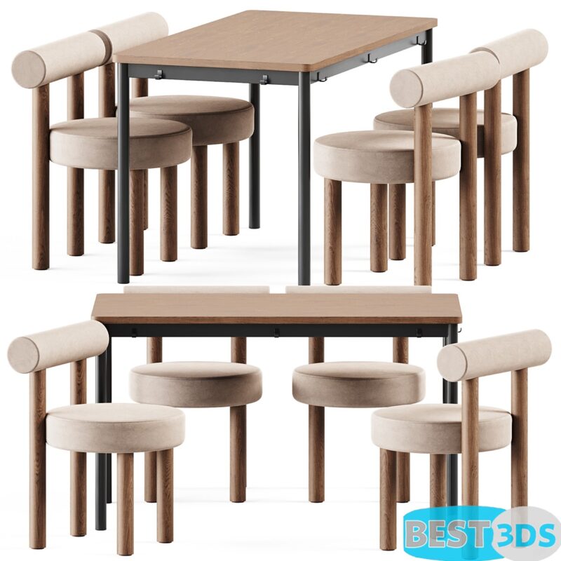 Modèle optimisé - Tommaryd wooden table by Ikea and Chair Gropius CS2 by Noom