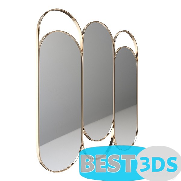 Triple miroir en laiton