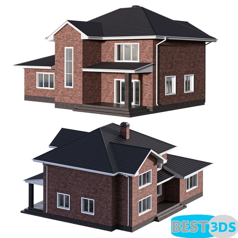 Maison à deux étages en briques – Toit incliné