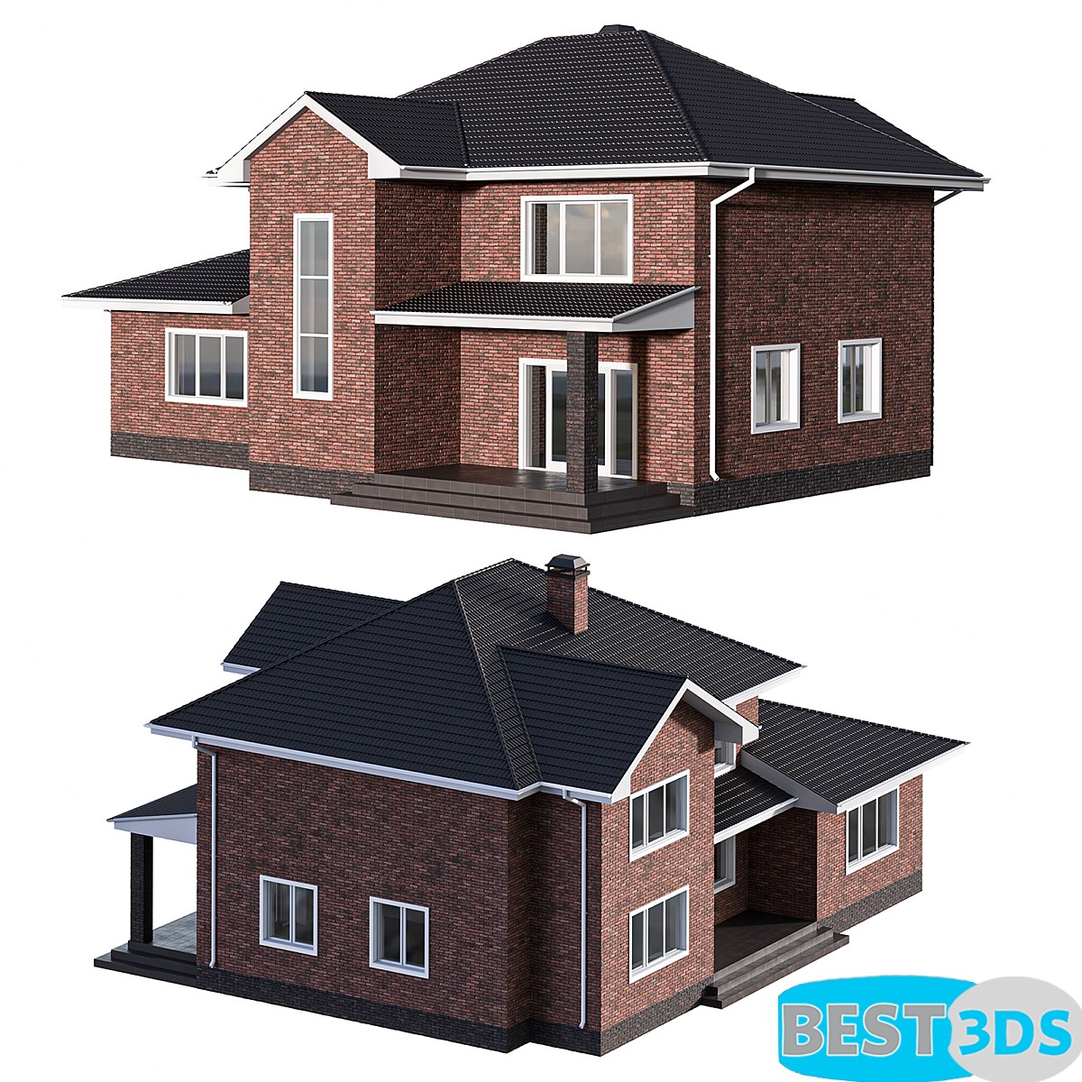 Maison à deux étages en briques – Toit incliné