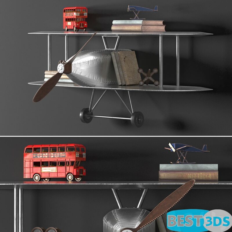 VINTAGE AIRPLANE METAL SHELF