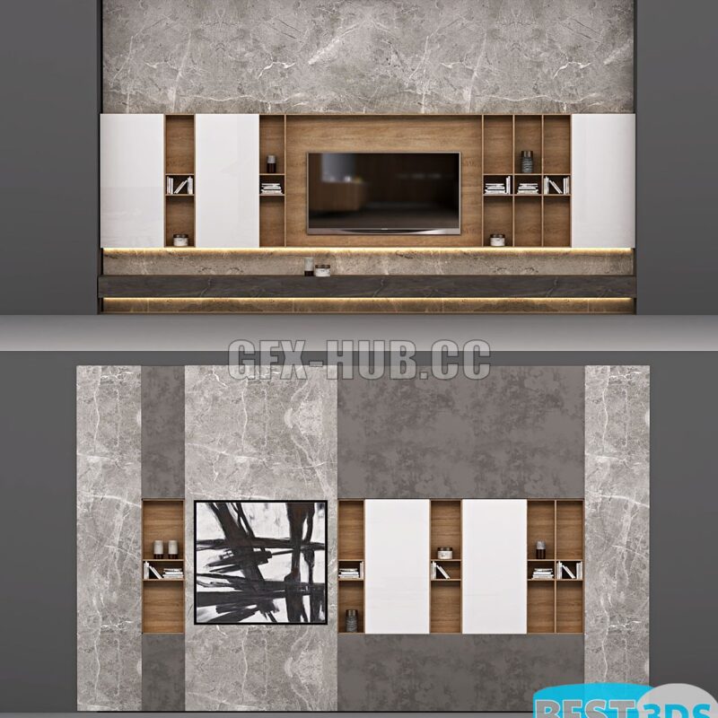 Mur TV Marbre Gris