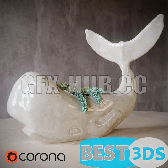 Cache‑pot baleine & succulente